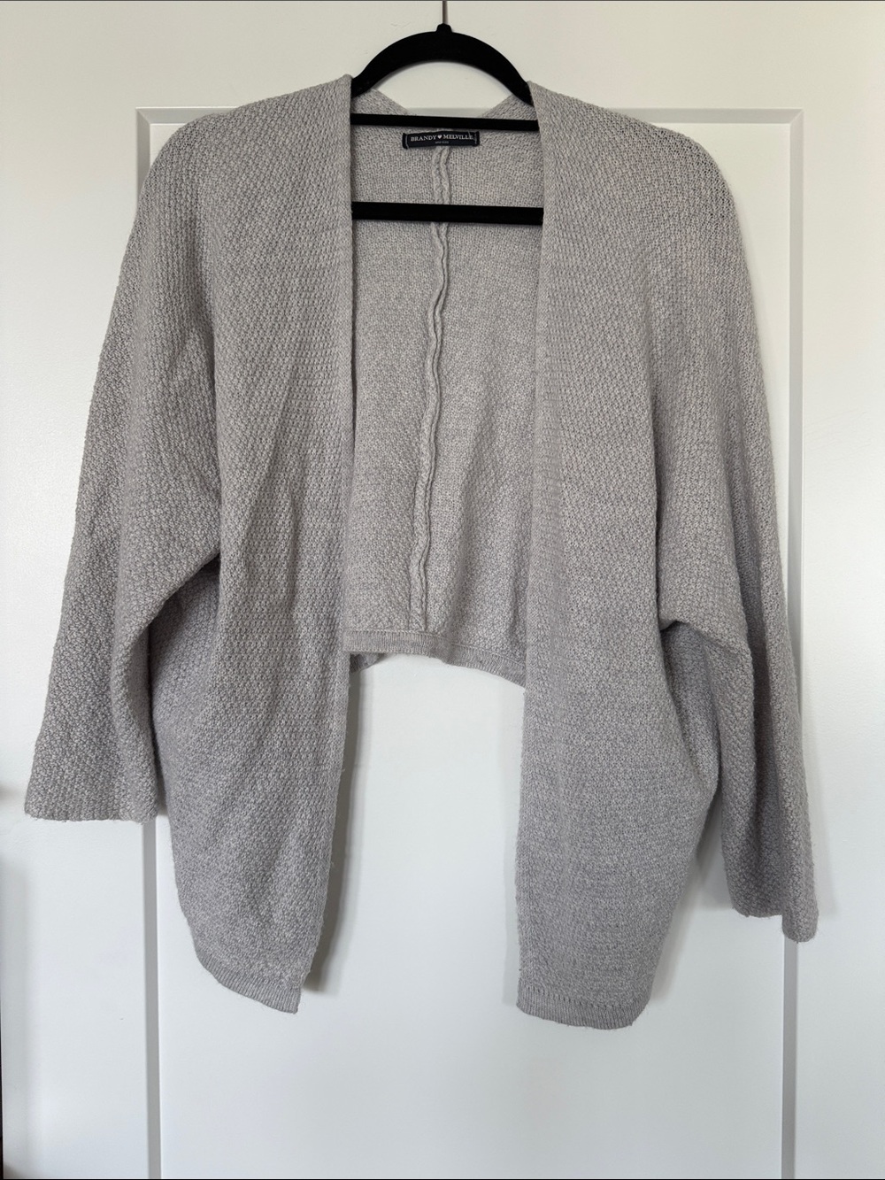Brandy Melville Light Gray Open-Front Knit Cardigan